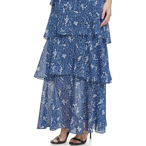Image of Tommy Hilfiger Women's Sleeveless Halter Neck Tiered Skirt Maxi Dress