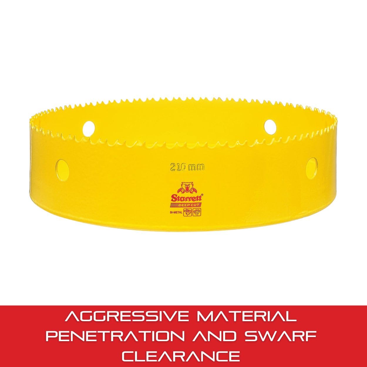 Starrett Bi-Metal Deep Cut Hole Saw with Abrasion Resistant HSS Teeth - Ideal for Cutting Metal, Steel, and Wood - 210mm Diameter, 2" Depth - DCH210M-G