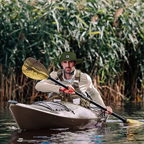 Wide Brim Upf 50+ Sun Protection Hat For Men & Women, Led Fishing Hat With Neck Gaiter, Polyester Lightweight Outdoor Bucket Hat With Strings For Summer Safari, Hiking, Camping, Beach - Army Green #TOP4