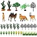 MOMOONNON 34pcs Desert Animal Figures Mixed Diorama Model Plants Artificial Animals with Camel Fox Meerkatz Gazelle for Crafts Building Model Desert Scenery Landscape Supplies