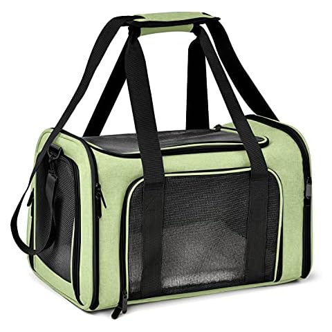 Henkelion Large Cat Carriers Dog Carrier Pet Carrier for Large Cats Dogs Puppies up to 25Lbs, Big Dog Carrier Soft Sided, Collapsible Waterproof Travel Puppy Carrier - Large - Green Cover