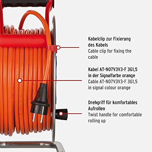Brennenstuhl Garant S IP44 Kabeltrommel (40m Kabel in orange, Stahlblech, Einsatz im Außenbereich, Made in Germany) - 4