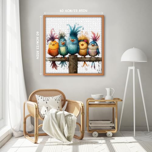 PICKFORU Funny Bird Rompecabezas para Adultos 1000 Piezas, Rompecabezas de Aves de Dibujos Animados Coloridos, Desafiante Puzzle con Animales miniatura 3