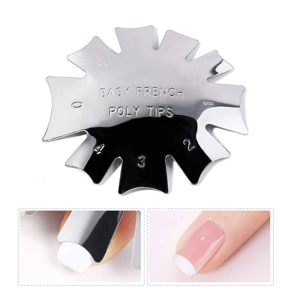 NC NC 5Pcs Easy French Smile Line Nail Art Gel Acrilico Cutter Tool Acciaio Inossidabile Nail Art Manicure Trimmer per Bordi Accessori Fai da Te Strumento Manicure Edge Trimmer Tool