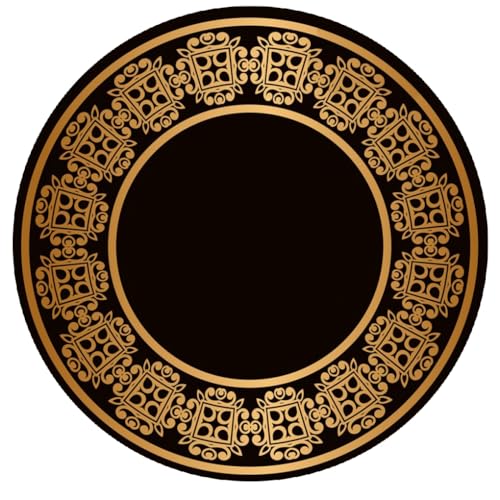 Tapete redondo retro flores negro y dorado 5ft miniatura 2