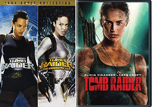 Adventurer Lara Croft Movie Collection Tomb Raider Angelina Jolie + Cradle of Life + 2018 Alicia Vikander 3 Film DVD