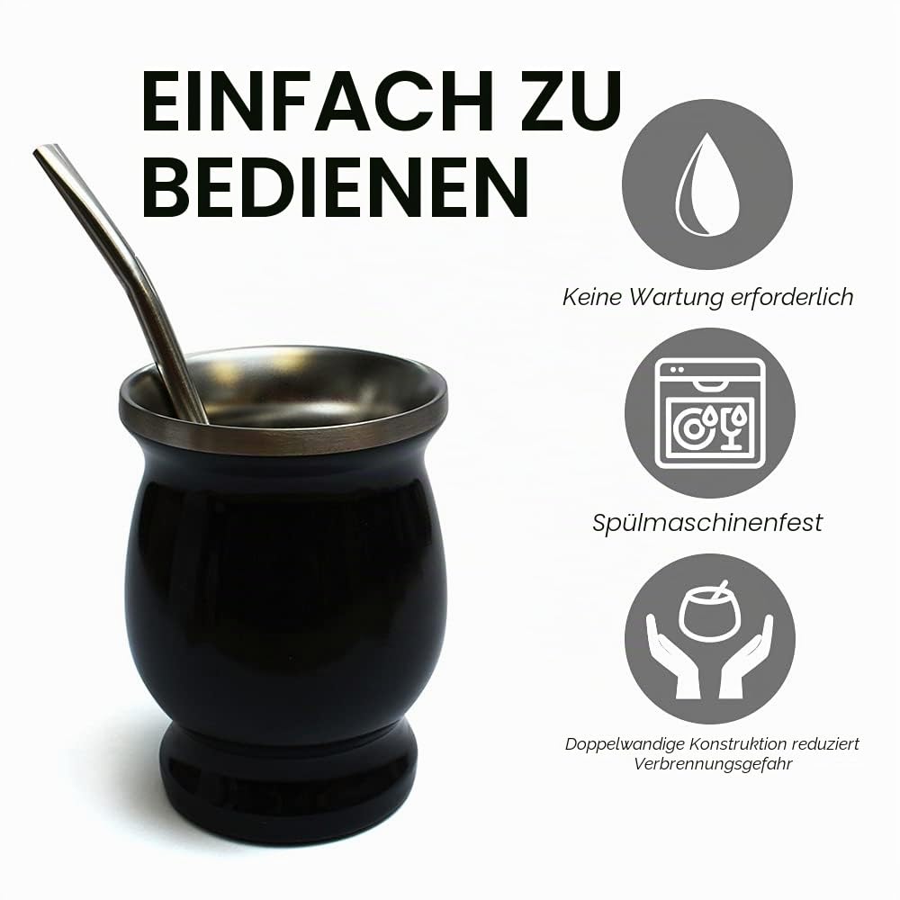 Matetee Mate Green Set | Stahl Matetee Becher | Guarana & Zitrone 200g