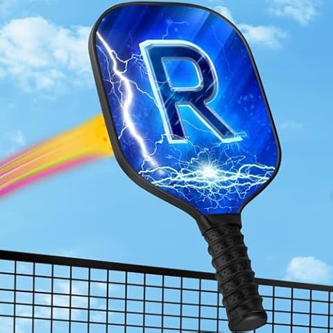 MOONHILL Pickleball Paddles - Gifts for Men Initial Pickleball Paddles Set of 2 Include Bag&Shoulder Strap, for Pickleball Lovers, Girls, Boy, Letter R Rackets for Beginners Gifts Cover