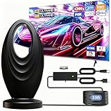 Indoor TV Aerial with Amplifier Signal Booster, Long Range 650+ Miles Reception, Digital HDTV Antenna for Freeview, Smart TV ariels & Older TVs, Supports 4K, 1080P HD Local Channels