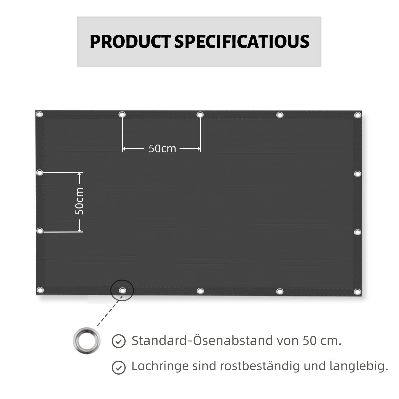 100 x 100 cm siatka zacieniająca z przelotkami 98% UV Ptection Waterpof odporna na warunki atmosferyczne, idealna do użytku na zewnątrz w różnych rozmiarach i kolorach, na patio, trawnik, ogród