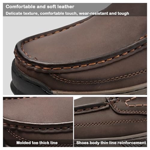 Men's Leather Slip On Loafers Shoes Non Slip Lightweight Comfortable Business Casual Comfortable Wide Width Working Shoes for Outdoor Hiking3