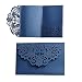 Wedding Invitation Cards,10pcs Laser Cut Floral Design Invites Pocket for Bridal Showers, Engagement Parties, Includes Covers, Blank Inserts (Dark Blue)