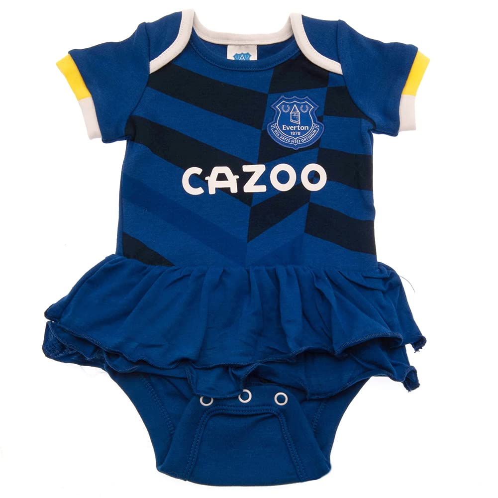 Forever Collectibles Uk Blue Everton Fc Baby Kit Sleepsuit, Bodysuit, Tutu, Short Set Or Bibs (0-3 Mths, Tutu)