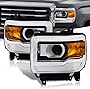 AJP Distributors *HALOGEN Models w/o LED DRL* Driving Projector Headlights Lamps Assembly LH RH Set Compatible/Replacement For Sierra 1500 2500HD 3500HD 2014 2015 2016 2017 2018 2019 14 15 16 17 18 19