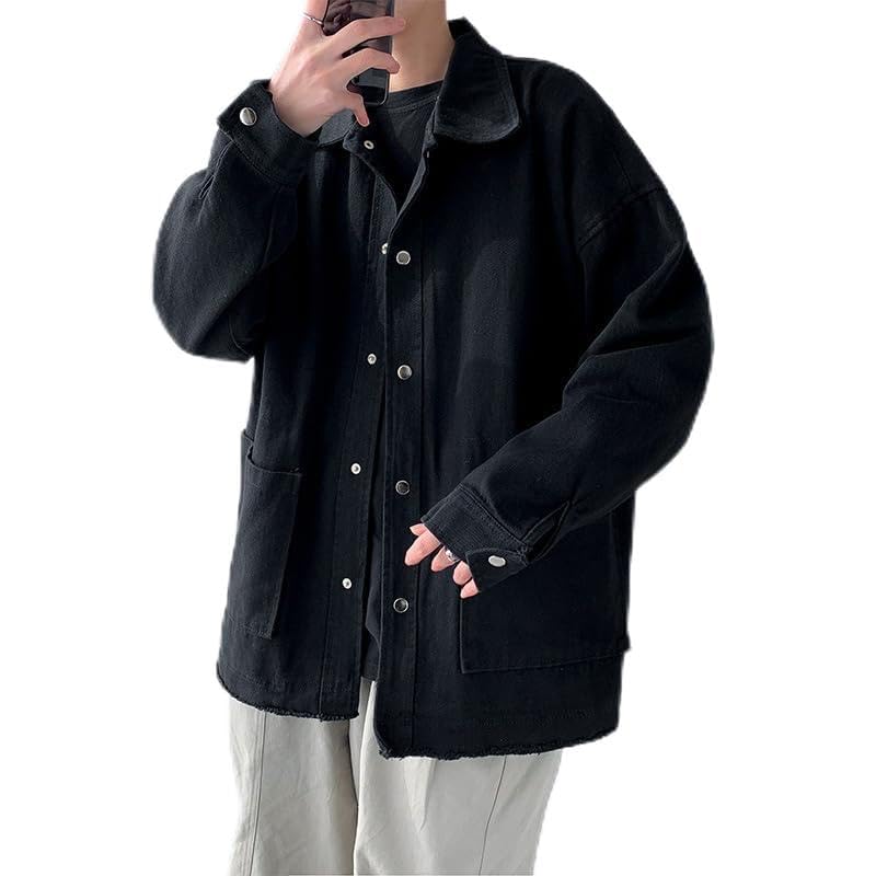 Men's Spring Loose Workwear Jacket with Korean-Style Vintage