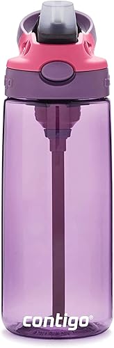 Miniatura 4 de Contigo - Botella de agua Aubrey para niños, 20 onzas, diseño de berenjena, tapa a prueba de derrames, apta para lavavajillas, fácil de limpiar,