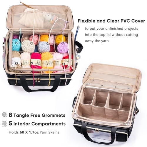 Image of MYBAGZING Large Yarn Storage Bag,Crochet Bag Organizer,Yarn Bags for Crocheting,Crochet Storage Bag with Pockets for Crochet Hooks, Crochet Accessories,Knitting Bags,Gifts for Crocheters