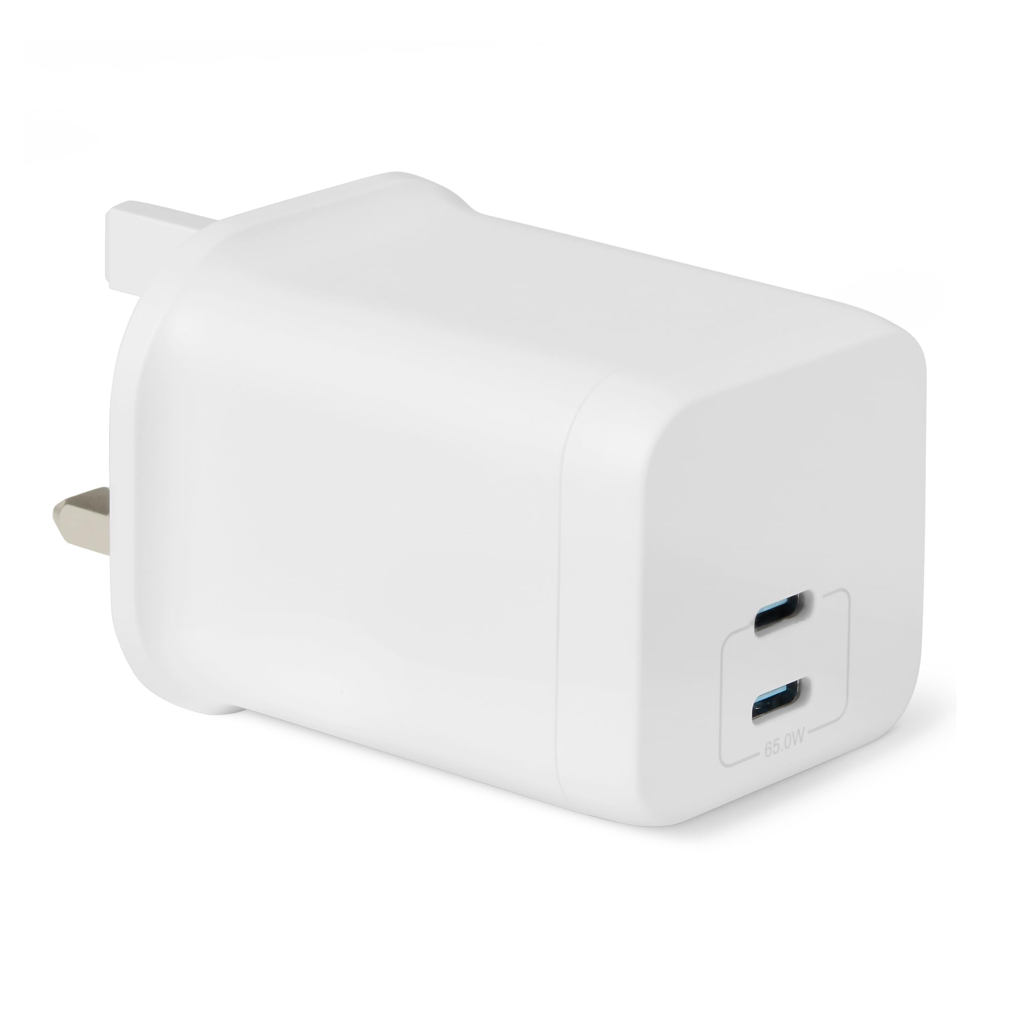 Amazon Basics Fast Charging USB C Nano GaN Wall Charger, 65W 2-Port for Laptops, Tablets, Phones, White