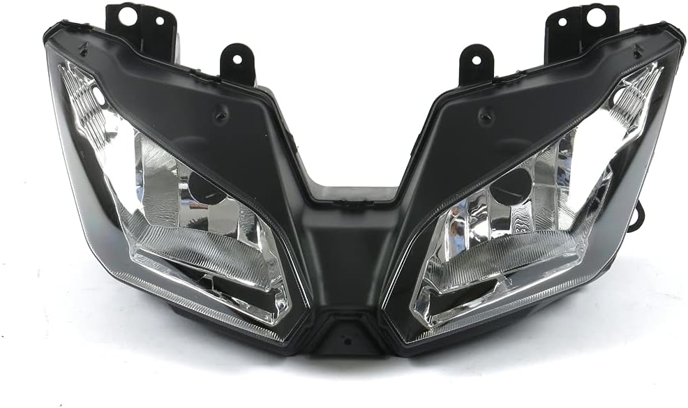 Motorcycle Headlight Headlamp Assembly Compatible for Kawasaki EX300R Ninja 300 2013 14 15 16 2017 NINJA300 Fairing Kit Headlight Headlamp Front Headlight Housing Clear