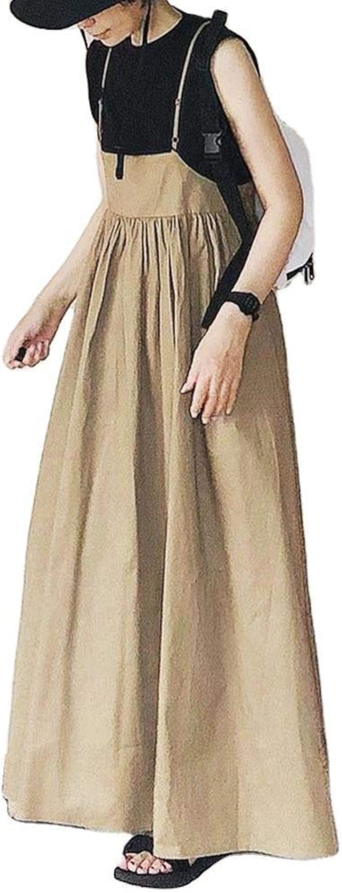 Amazon Co Jp ワンピース サロペット レディース オールインワン キャミワンピース ジャンパースカート 重ね着 無地 オーバーオール ゆったり 着痩せ カーキ Free 服 ファッション小物