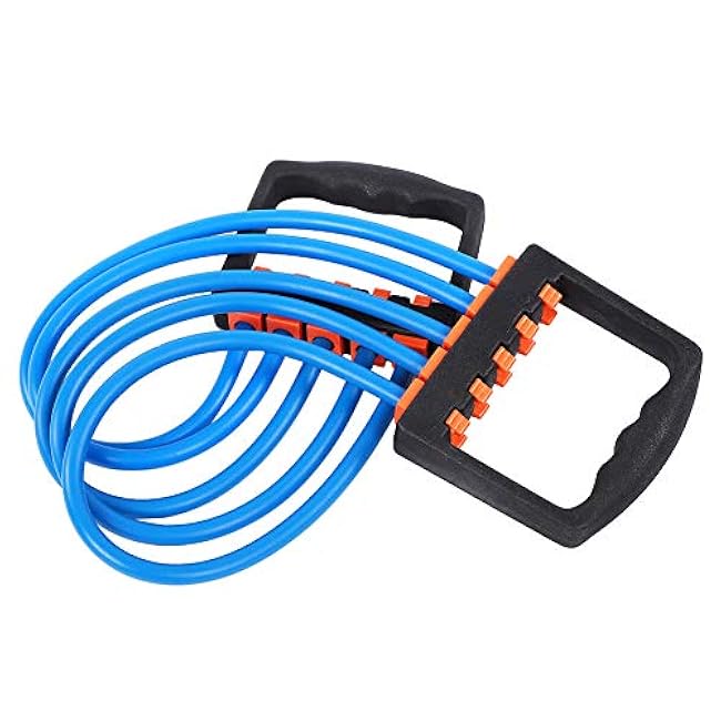 Chest Expander, Arm Exercise Equipment Resistance Chest Expander with 5 Rubber Ropes Chest Exerciser for Men for Pilates Push Ups Full Body Home Gym Workout Band