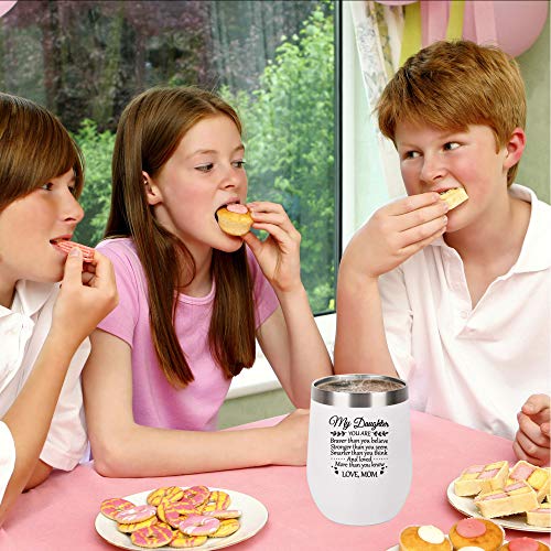 Fayerxl 12 Oz Wine Tumbler With Lid With Sayings For Daughter,Personalized Insulated Wine Glasses Engraved Funny Wine Mugs For Teen Girl Birthday Gift #TOP4