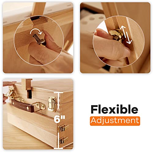 Viswin Large Tabletop Easel Box With 3-Drawer, Hold Canvas Up To 25", Portable Beech Wood Storage Easel Box For Painting Canvas, Drawing, Sketching & Art Supplies, Adults, Beginners, Artists #TOP4