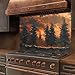 Tempered Glass Backsplash, Forest Scene Glass Backsplash, Kitchen Backsplash Behind Stove, Glass Backsplash for Kitchen Wall, Easy to Install Stove Backsplash