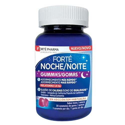 Forté Noche Gummies es un complemento alimenticio elaborado a base de melatonina, GABA y reforzado con 4 plantas: amapola de California, valeriana, melisa y tila.