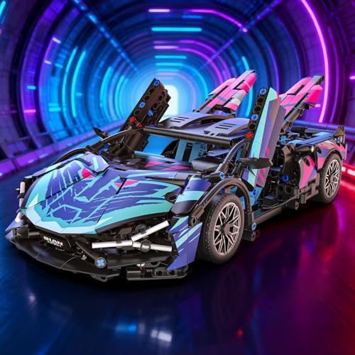 QiqoPoyee Sports Car Building Block Set, 1:14 MOC Cyberpunk Race Car Model Kit, Car Building Kits for Boys, Race Car Set for Boys Girls Ages 8-12+(806PCS) by QiqoPoyee - Image 7