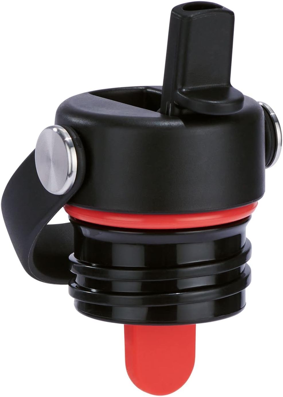 Flex Straw Cap for Standard Mouth - Leakproof - Honeycomb Insulated Cap with Flex Strap for Easy Carrying - Dishwasher Safe - Black