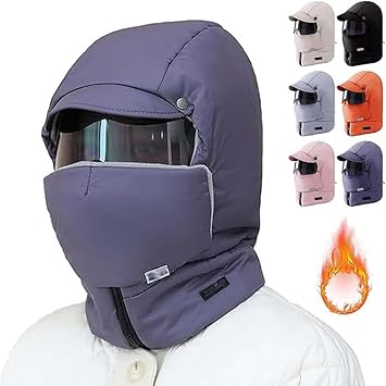 Agriculturi Waterproof Fleece-Lined Hood, Libiyi Fanyil Polardefender, Winter Windproof Full Cover Balaclava with Glasses Face Mask, Ski Mask Hoods Hat for Women Men