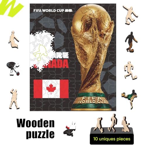 Image of FIFA Canada Poster-2 Wooden Puzzle for Adult, 200 Pieces Irregular Shape Puzzle, 5MM Thick, Creative Collectible Gift for Fans, Officially Licensed Product, 9.3 x 12