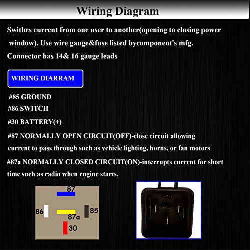 Hoput 1 Pack 60/80 Amp 12 Volt Waterproof Automotive Relay With Pigtail, 5-Pin Heavy Duty 12 Awg Tinned Copper Wires Marine Relays For Boats Auto Fan Cars #TOP3