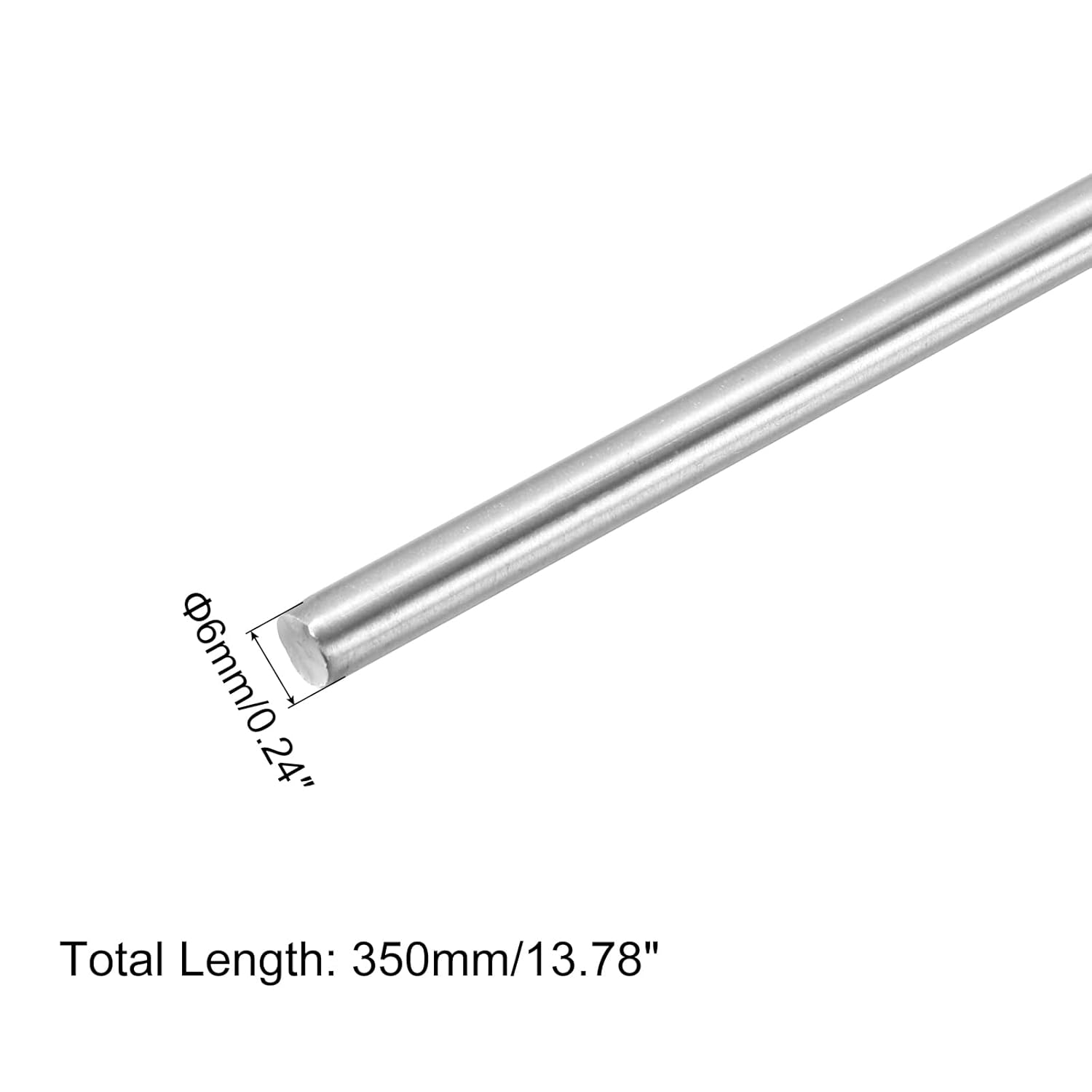 MECCANIXITY 304 Stainless Steel Round Rods, 6mm x 350mm Solid Shaft Rods for DIY Craft Model Car Helicopter Airplane, Pack of 10