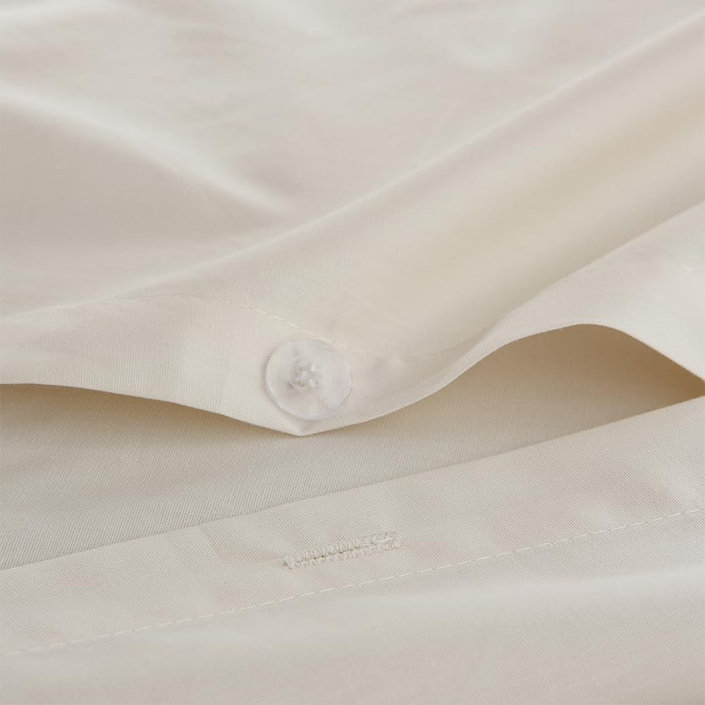 COTTON ARTean Funda Edredón Nórdico Cama 150 Percal Algodón 200 Hilos Noa Beige 3 Piezas 240x220 Cierre Botones.
