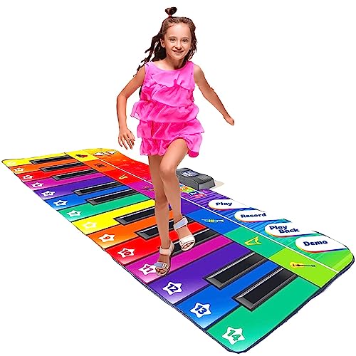 Play22 6 ft. Floor Piano Mat for Toddlers - Giant Piano Playmat, 24 Keys, 8 Musical Instruments, Adjustable Vol, Built in Songs, Record & Playback - Best Musical Toy Gift for Boys & Girls Ages 3-10