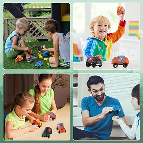 image for Skylety 6 Packs Dinosaur Track Car Race Track Replacement LED Light up