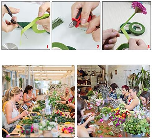 Allazone 10 Kinds Floral Arrangement Tool Kit Floral Tape Stem Wrap Floral Tapes, 26 Gauge Stem Wire and Floral Wire Cutter for Florist Making Beautiful Bouquet Arrangement