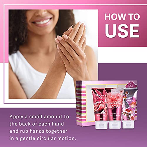 Vital Luxury Hand &Body Cream Gift Set,Hand Lotion Set Deeply Moisturizing For Rough Hands, Best Gift Ideas For Women,Travel Size (3X2.5 Oz) (Fresh Pomegranate +Japanese Cherry Blossom + Roman) #TOP7