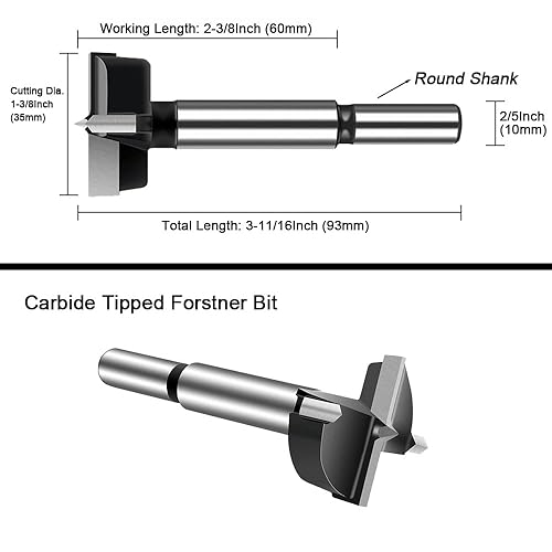 Vista 25 de ASNOMY Broca Forstner de 2-1/4 pulgadas, broca Forstner con punta de carburo para madera dura, juego de sierra de agujero de perforación de madera