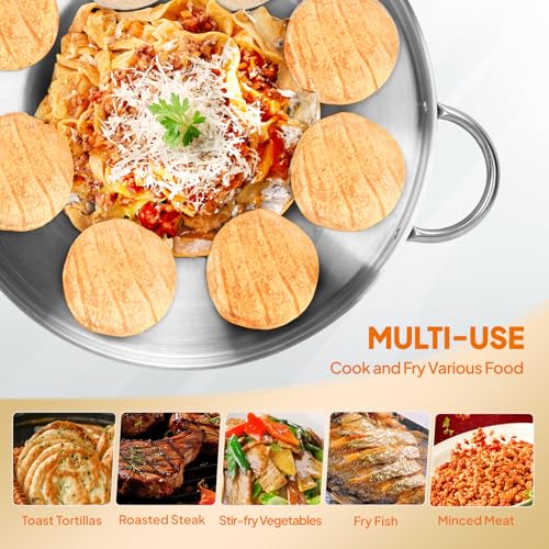 ROVSUN 23" Concave Comal Set with 80,000BTU Propane Stove, Stainless Steel Discada Disc Cooker with Burner Stand for Backyard & Outdoor Cooking, Taco Para Cocinar Carnitas Tortillas Stir Fry Wok