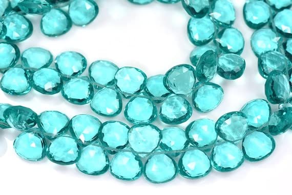 Perles apatite quartz bleu vert cœur briolette facetté 7 inch