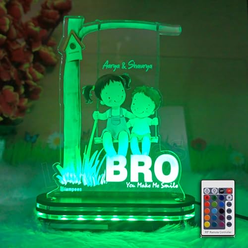 Image of lampees Personalized 3D LED lamp Rakhi Brother Sister name - Multi Color (BRO)