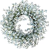 Bibelot Spring Wreath for Front Door, Artificial Forsythia Flower Wreath, Farmhouse Festival Wall Decor