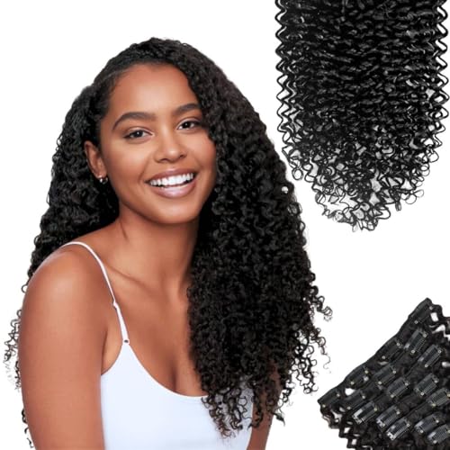 SIYUSI Kinky Curly Clip-In Hair Extensions 22" 7Pcs Black
