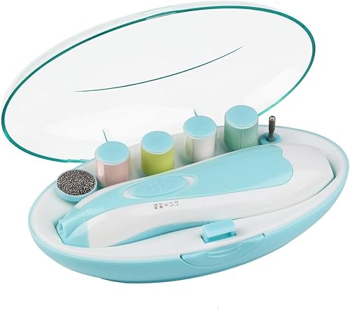 Bebé Lima de uñas, lima de uñas eléctrica versión mejorada para bebé Niños, Bebé recortador de uñas con luz LED y 6 nuevo diseño contactos 35 db