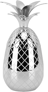 Cocktail Shaker Pineapple Cup with Lid,500ml 304 Stainless Steel Tumbler,Reusable Drinking Glass for Home Party Bar Bartender(Silver)