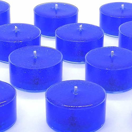 Miniatura 2 de 100% Clear 24 Pack Unscented Royal Blue Color Mineral Oil Based up to 8 Hours Tea Lights for Home, Restaurants, Weddings and Special Events by The