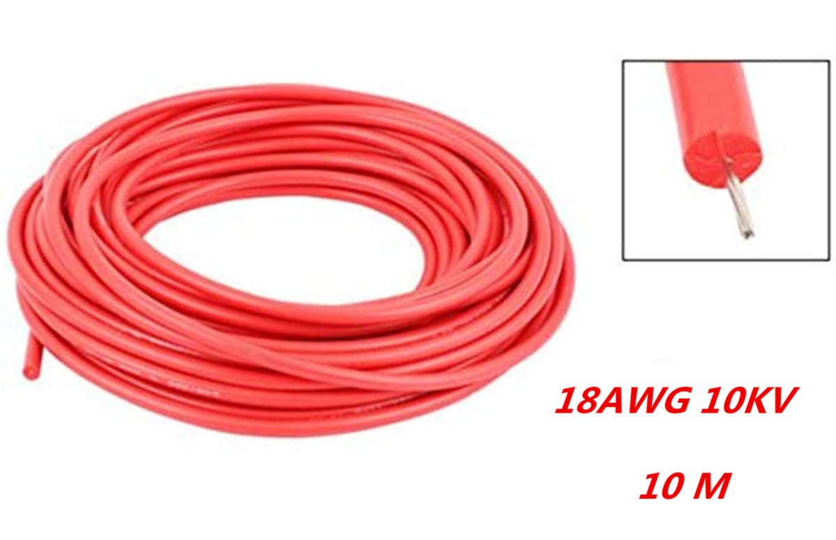 Electric Copper Core Flexible Silicone Wire Cable Red 10M 32.8Ft (18AWG 10KV)